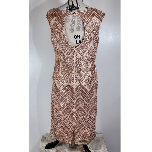 Vince Camuto Sequin Sleeveless Shift Dress, Rose Gold, Womens Size 16 - Picture 4 of 8